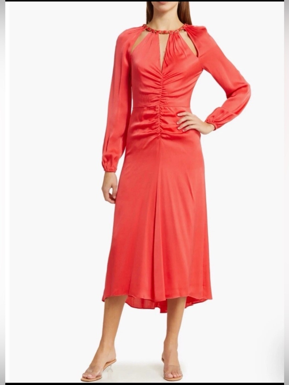 NEW Veronica Beard Fayla Chain-Detail Dress in Watermelon Size 00